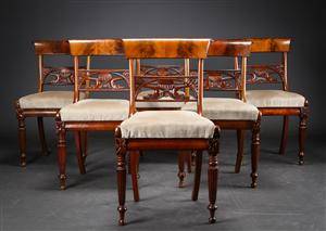 Seks spisebordsstole af af mahogni, ca. 1900 6