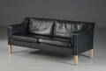 Mogens Hansen. Tre pers. sofa, sort læder