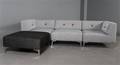 THE SOFA FIFTYONE. Modulsofa med udskiftelige knapper. Cool Grey  Antracit med University Red knapper.  