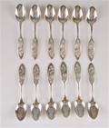 12 kaffeskedar i silver, totalvikt ca 166 gram 12