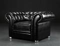 Chesterfield lænestol, sort.