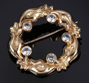 G. Hoppe. Broche af 14 kt. guld, 1900-tallets midte