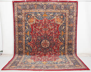 Persisk handknuten matta Mashad, mått 388x294 cm.