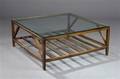 Sofabord af hardwood og glas,