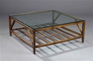 Sofabord af hardwood og glas,