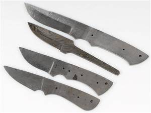 Fire klinger for knivbygger, damaceret stål. 4