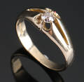 Ring af 14 kt guld med gammelsleben diamant., ca 0.15 ct