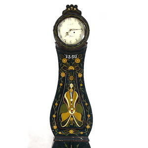 GOLVUR, bemålat trä, 1800-tal.