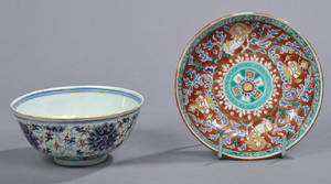 Skål samt fad af porcelæn 1800 tallet 2