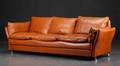 Tre-pers. sofa, cognacfarvet læder, moderne design