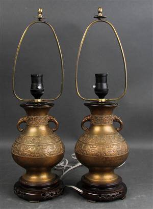 Par orientalske bordlamper af messing 2