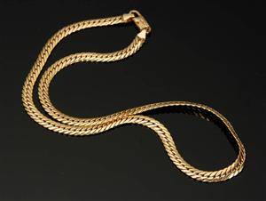 Halskæde, 14 kt guld pansermønster