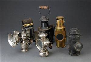 Seks diverse tog, vogn- og cykellygter 6