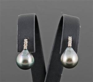 Tahitian diamond earrings in gold approx. 0.05ct 2