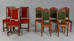 Samling stole af egetræ, 3  5.   8