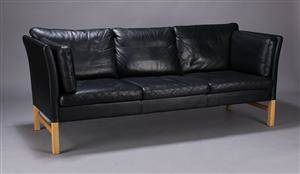 Skipper, tre-pers sofa , sort skind