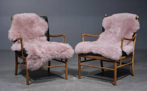 2 skandinaviske lammeskind, rosa 2 