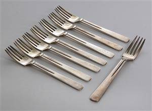 Hans Hansen, otte gafler af sterlingsølv, Arvesølv nr. 17 8