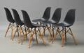 Charles Eames. Sæt på seks skalstole, model DSW 6  