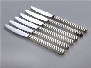 Sigvard Bernadotte for Georg Jensen. Bernadotte seks knive med skafter af sterlingsølv. 6