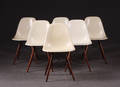 Charles Eames 1907- 1978. Sæt på seks skalstole, råhvid 6
