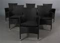 Havemøbler. Seks stabelbare havestole, sort polyrattan, aluminium stel. 6  