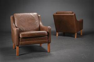 Dansk møbelproducent. Par lænestole, læder 2