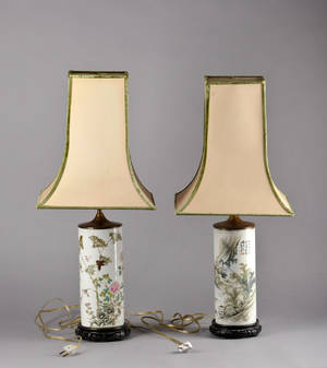 Par kinesiske bordlamper, 1900-tallets 1. halvdel. 2