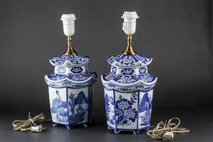 To kinesiske bordlamper af porcelæn 2