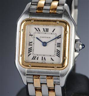Cartier Panthere, damearmbåndsur i stål og 18 karat guld