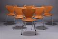Arne Jacobsen, 7er stole, cognacfarvet anilin læder 6   