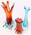 Murano Italien. Tre vaser i klart glas 3