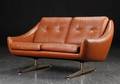 To-pers sofa, cognacfarvet læder, 1960erne, dansk møbeldesign