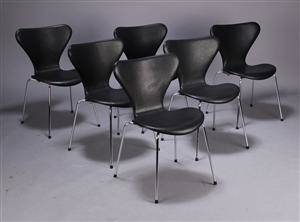 Arne Jacobsen, 7er stole, sort Elegancelæder 6 