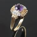 14 kt. guld ring med ametyst og diamanter
