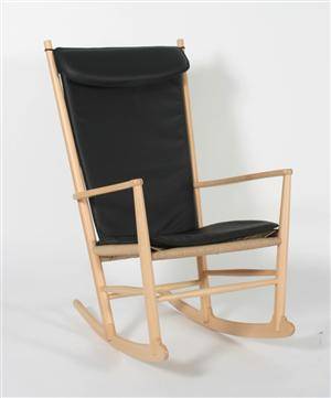 Hyndesæt til H. J. Wegners gyngestol, model J16 sort læder 