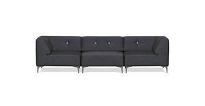 Morten Voss. THE SOFA FIFTYONE. Modulsofa med udskiftelige knapper. Antracit grå med Sky Blu knapper.  