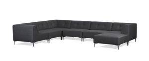 Morten Voss. THE SOFA FIFTYONE. Modulsofa med udskiftelige knapper. Antracit grå med Banana Yellow knapper 