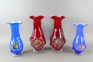 Vaser i färgat glas 4 st