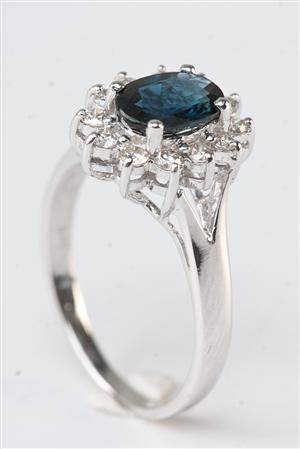 Safir- og brillantring ca. 0,18 ct.