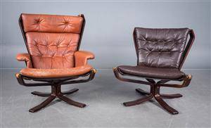 Par lænestole af bunt læder 2