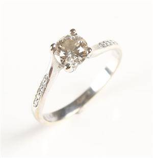 Brillant ring, 14 kt. rhodineret guld, ca. 0.65 ct