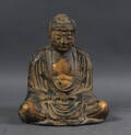 Orientalsk Buddha af guldpatineret bronze. 1900-tallet.