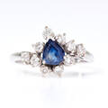 Ring 14 k vitguld safir diamanter