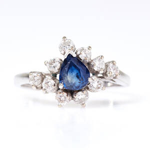 Ring 14 k vitguld safir diamanter