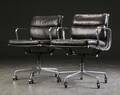 Charles Eames. Par Soft Pad kontorstole, sort læder 2 