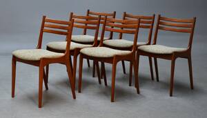 Dansk møbelproducent. Et sæt på seks stole i teak 6