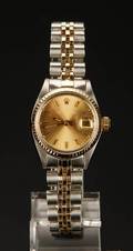 Rolex Oyster Perpetual Date 14kt guldstål dame armbåndsur