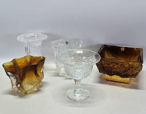 5 st glasskålarvaser, massivt, olika fabrikat