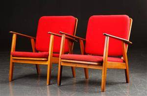Par armstole, teak- og egetræ, dansk møbeldesign 2